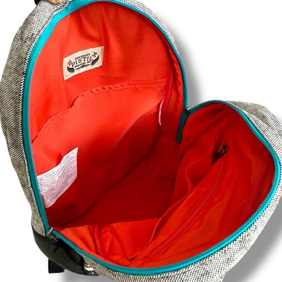 Pistil It Girl Backpack Multi Color Textured Canvas Faux Leather Book Bag - Picture 13 of 15